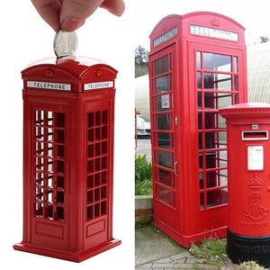 Metal Red British English London Telephone Booth Piggy Bank